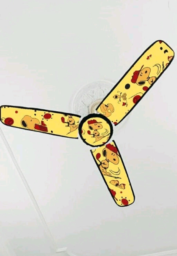  Printed  PVC  Fan Cover  Dimemsions - Blade size  20"7" (set of 3 pcs )  Fan size 8" diameter (1pc)  For Kids Room Fan Cover -  Free Size  ,  Yellow, PVC,  Cover, Multipack